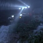 Coche todoterreno rojo y gris Jeep Wrangler nº12 de la película Jurassic Park conducido por Dennis Nedry