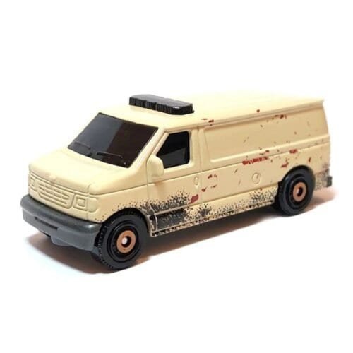 Miniatura coche furgoneta beige Ford Panel de la película Jurassic World a escala 1/64 Matchbox