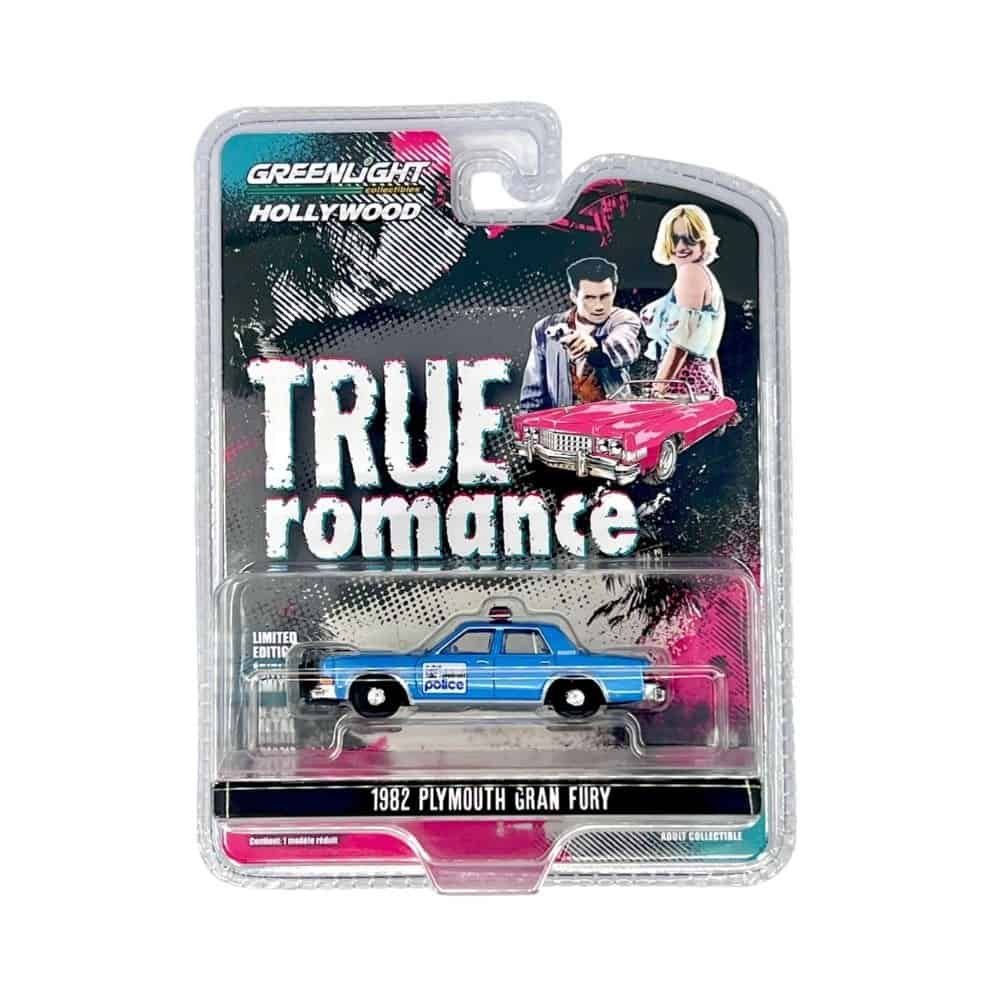 Miniatura coche de policía Plymouth Gran Fury Detroit de la película Amor a quemarropa a escala 1/64 Greenlight