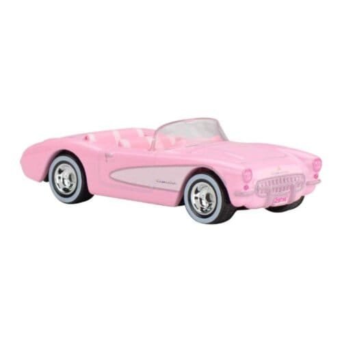 Miniatura coche rosa descapotable Chevrolet Corvette de la película Barbie a escala 1/64 Hot Wheels