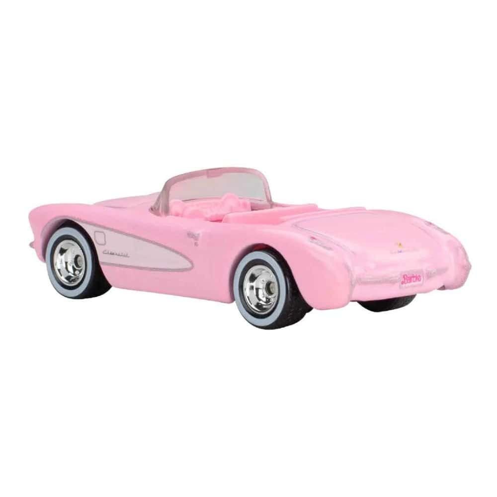 Miniatura coche rosa descapotable Chevrolet Corvette de la película Barbie a escala 1/64 Hot Wheels