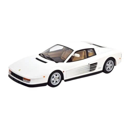 Miniatura coche Ferrari Testarossa blanco de la serie Corrupción en Miami a escala 1/18 KK Scale