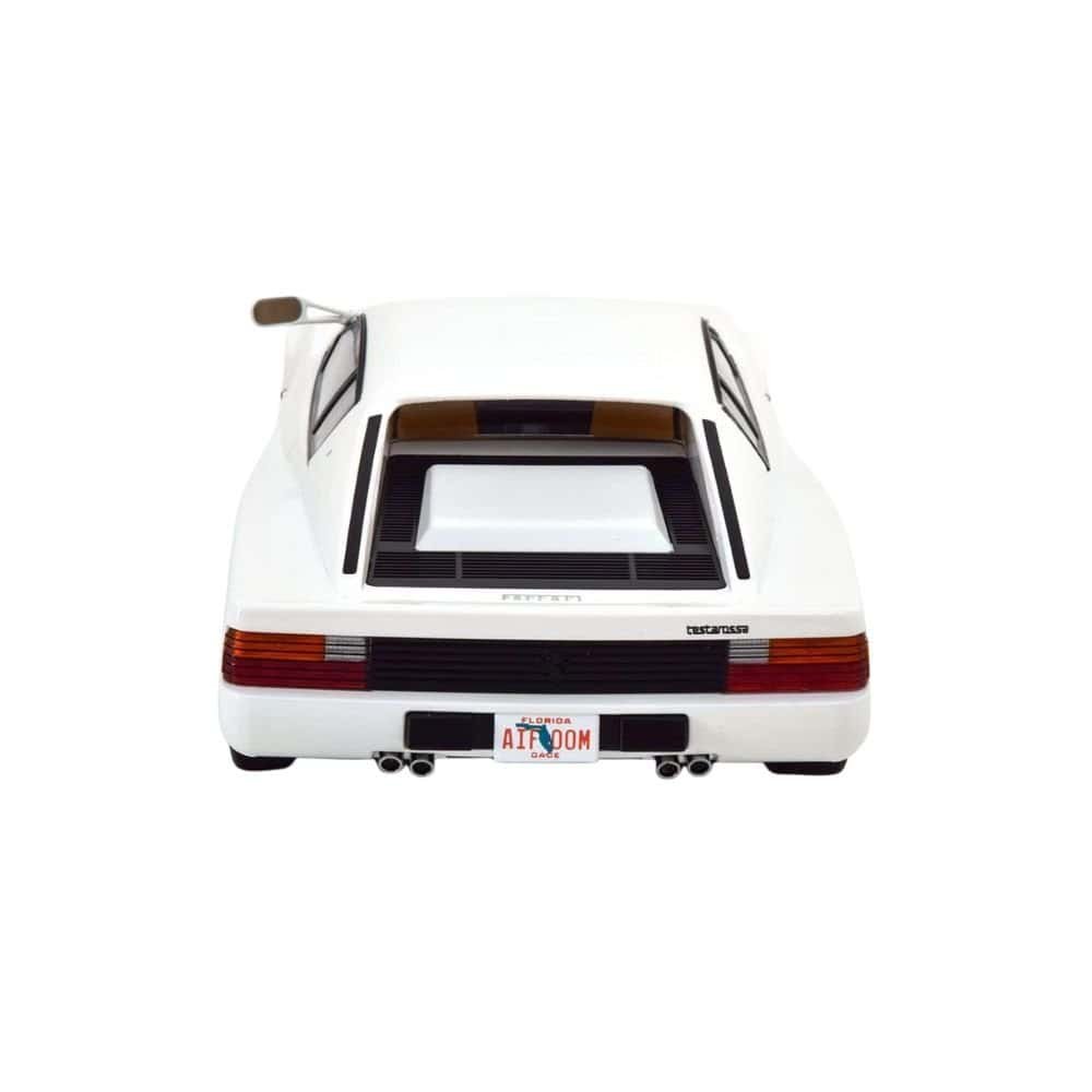 Miniatura coche Ferrari Testarossa blanco de la serie Corrupción en Miami a escala 1/18 KK Scale