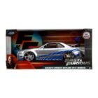 Miniatura coche gris y azul Nissan Skyline BNR34 GT-R de la película Fast & Furious 2 a escala 1/24 Jada