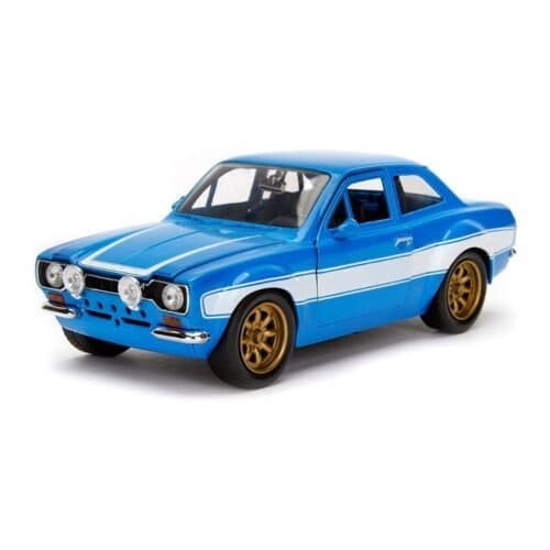 Miniatura coche Ford Escort blanco y azul de la película Fast & Furious 6 a escala 1/32 Jada