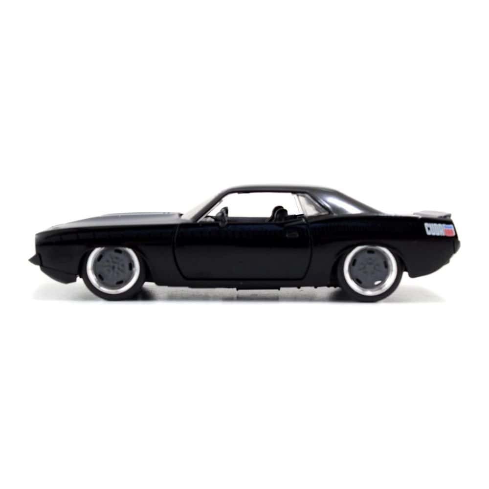 Miniatura coche negro Plymouth Barracuda 1970 de la película Fast & Furious 7 a escala 1/32 Jada