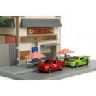 Miniatura nanoescenario café-taller Toretto de la película Fast & Furious con coches a escala Jada