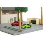 Miniatura nanoescenario café-taller Toretto de la película Fast & Furious con coches a escala Jada