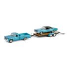 Miniatura camioneta Dodge D-200 azul con remolque y coche Plymouth GTX del reality Graveyard Carz a escala 1/64 Greenlight