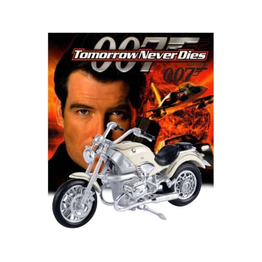 Miniatura moto beige BMW R1200C de la película El mañana nunca muere de James Bond 007 a escala 1/18 MotorMax