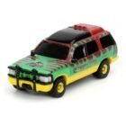 Miniatura coche todoterreno rojo, amarillo y verde Ford Explorer de la película Jurassic Park a escala Jada