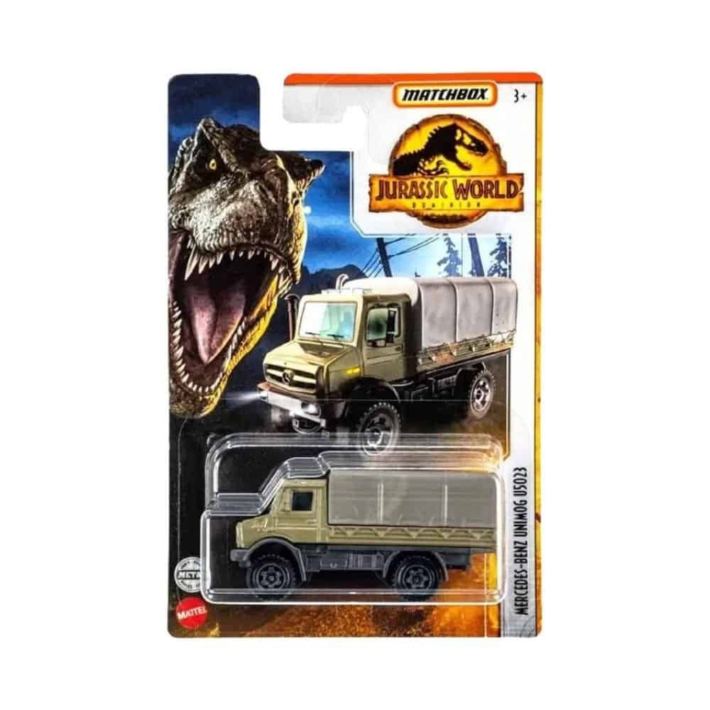 Miniatura coche camión todoterreno Mercedes-Benz Unimog U5023 de la película Jurassic World: El reino caído a escala 1/64 Matchbox
