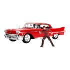 Miniatura coche rojo Cadillac 62 de la película Pesadilla en Elm Street con figura de Freddy Krueger a escala 1/24 Jada Toys