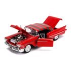 Miniatura coche rojo Cadillac 62 de la película Pesadilla en Elm Street con figura de Freddy Krueger a escala 1/24 Jada Toys