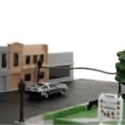 Miniatura nanoescenario torre del reloj de la película Regreso al futuro con coches a escala Jada