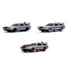 Miniatura pack coches DeLorean DMC a escala de la película Regreso al futuro Jada