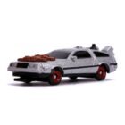 Miniatura pack coches DeLorean DMC a escala de la película Regreso al futuro Jada