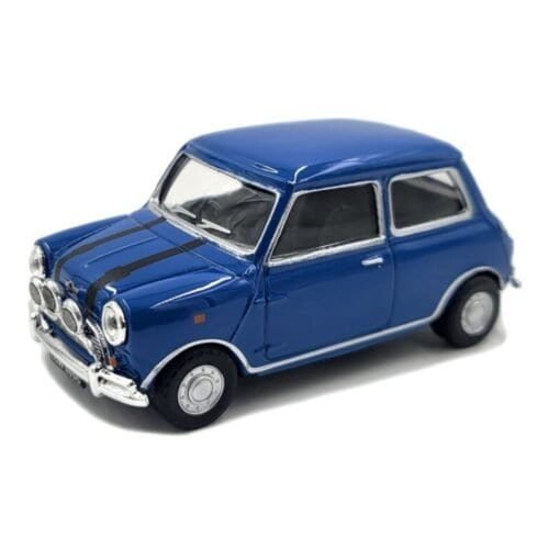 Miniatura coche azul Mini Cooper de la película The Italian Job (1969) a escala 1/43 Cararama