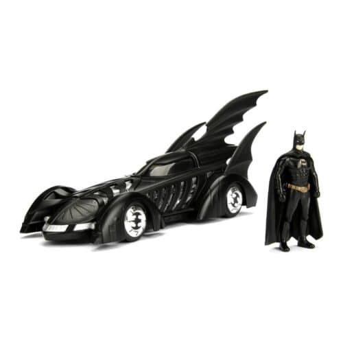 Miniatura coche negro Batmobile con figura de la película Batman Forever a escala 1/24 Jada