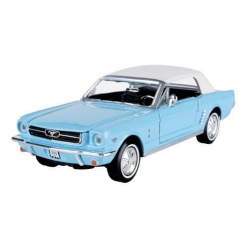 Miniatura coche descapotable blanco y azul Ford Mustang 007 Operación Trueno a escala 1/24 Motor Max