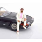 Coche miniatura Corrupción en Miami Ferrari Daytona negro con figura de Sonny Crockett a escala 1/18 KK Scale