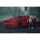 Miniatura coche The Walking Dead Dodge Challenger con figura Glenn a escala 1/24 Jada