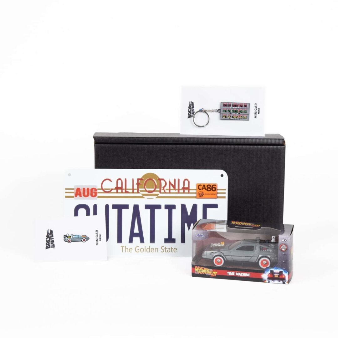 Caja regalo Regreso al futuro 3 coche en miniatura DeLorean y merchandising
