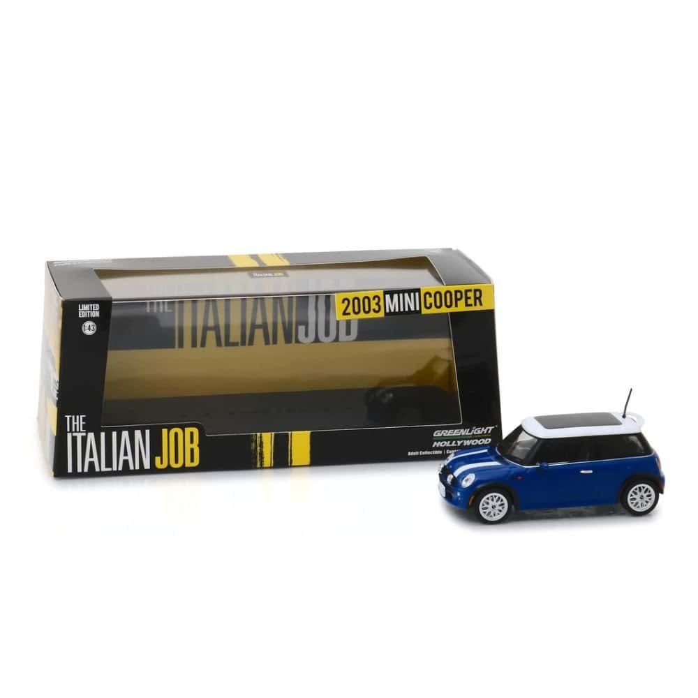 Miniatura coche The Italian Job Mini Cooper azul a escala 1/43 Greenlight