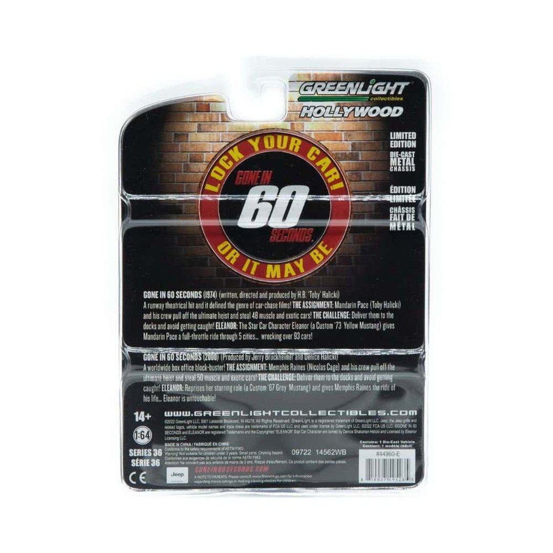 Miniatura coche de policía todoterreno Jeep Cherokee 1995 azul y blanco película 60 segundos a escala 1/64 Greenlight Green Machine