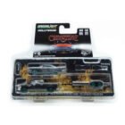 Miniatura camioneta Ram 2500 y remolque con coche Plymouth Fury 1959 versión calcinada de la película Christine a escala 1/64 en embalaje Green Machine Greenlight