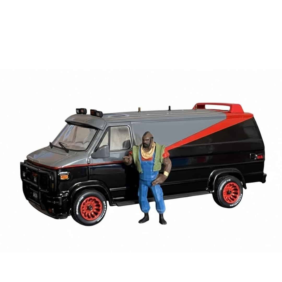Figura de M.A. Barracus de la serie El Equipo A interpretado por Mr. T pintada a mano con GMC Vandura a escala 1/24 de la marca T9