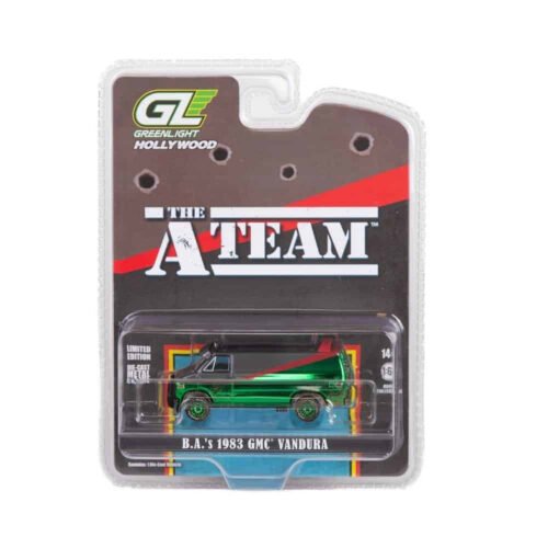 Miniatura El Equipo A furgoneta GMC Vandura sucia a escala 1/64 Greenlight Green Machine