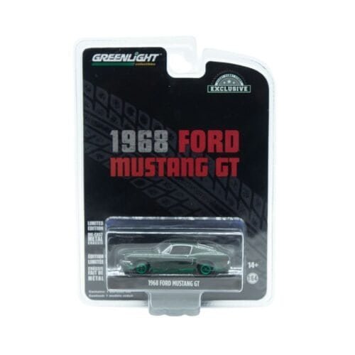 Coche en miniatura verde y llantas esmeralda Ford Mustang GT Fastback 1968 edición Green Machine de la película Bullitt a escala 1/64 Greenlight