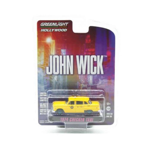 Miniatura coche John Wick 3 Checker Motors Taxi Marathon A11 1974 a escala 1/64 Greenlight Green Machine
