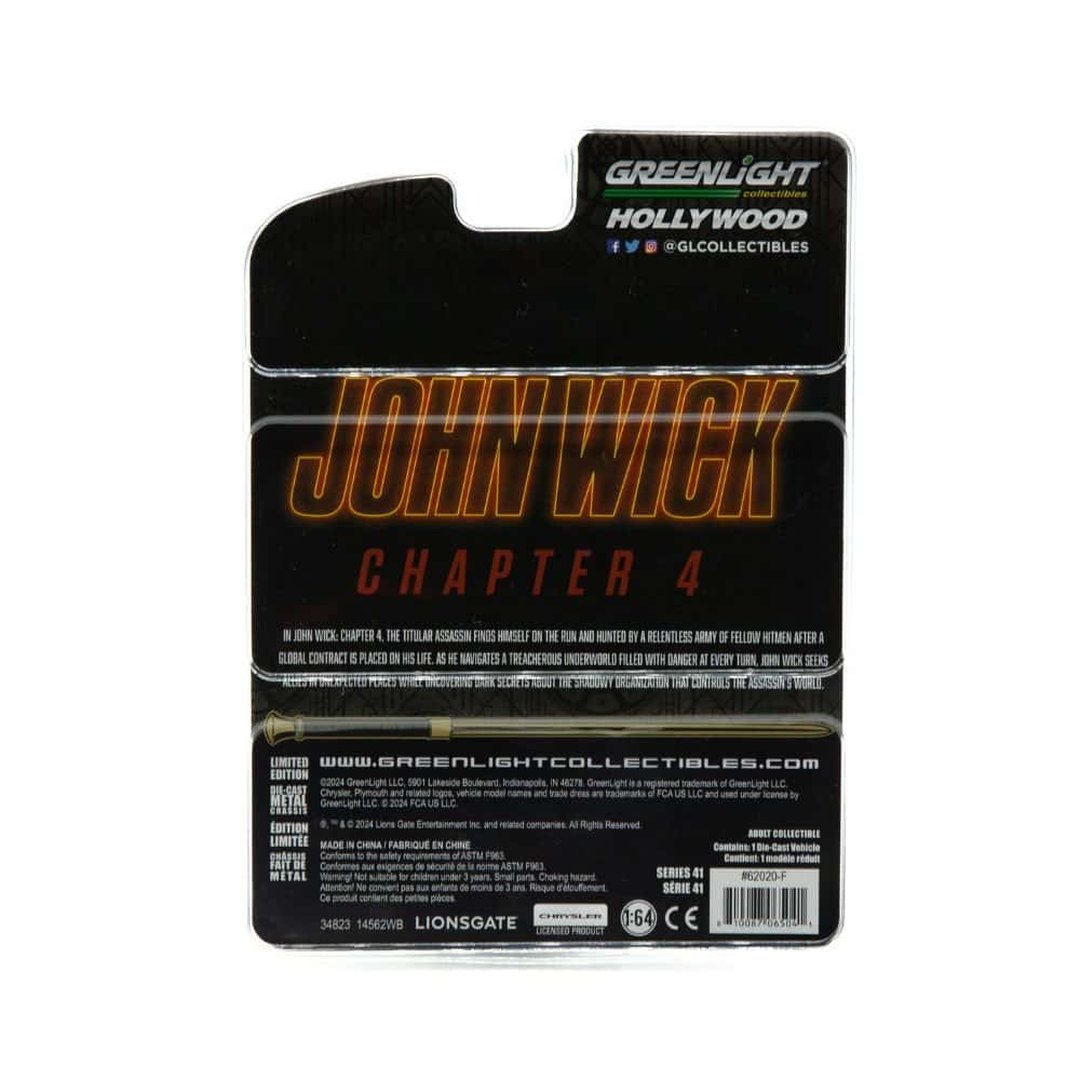 Miniatura coche John Wick 4 Plymouth Cuda a escala 1/64 Greenlight Green Machine