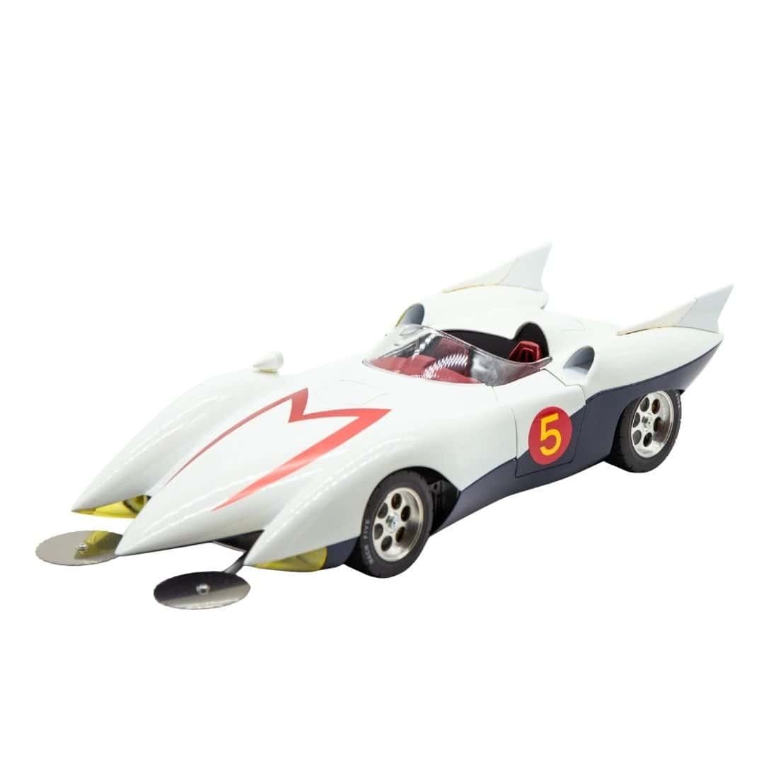 Coche miniatura Mach 5 de Speed Racer fabricado por Audix a escala 1/18 en aluminio con gadgets funcionales