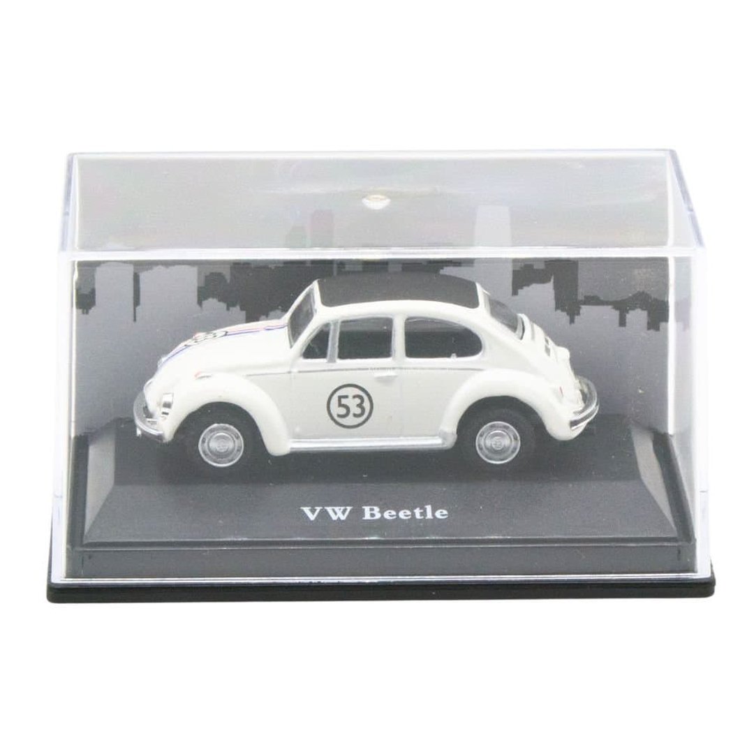 Coche miniatura Volkswagen Beetle con número 53 y franjas de carreras estilo Herbie fabricado por Cararama a escala 1/72
