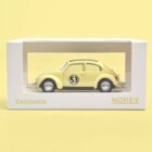 Coche miniatura Volkswagen Beetle con número 53 y franjas de carreras estilo Herbie fabricado por Norev a escala 1/43