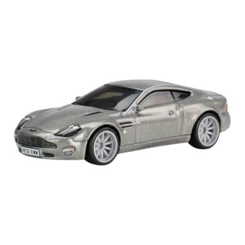 Miniatura coche Aston Martin V12 Vanquish 2001 conducido por James Bond 007 en la película Muere otro día a escala 1/64 Hot Wheels