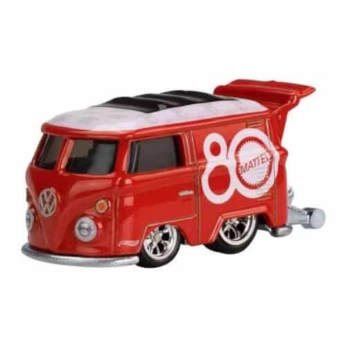 Coche miniatura Volkswagen Kool Kombi a escala 1/64 edición 80 Aniversario de Mattel Hot Wheels
