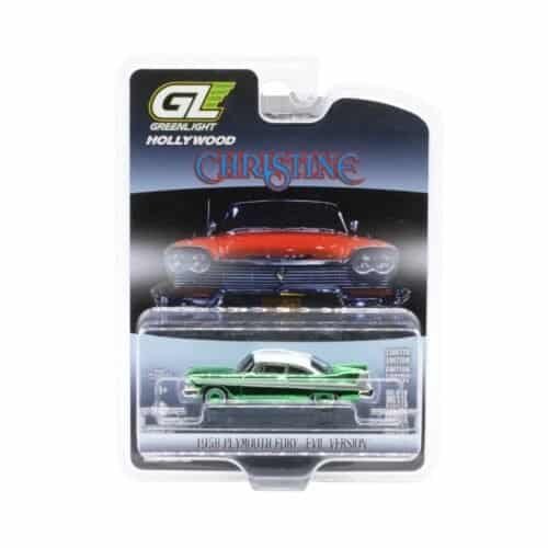 Coche en miniatura Plymouth Fury 1958 diabólico edición Green Chrome de la película Christine a escala 1/64 fabricado por Greenlight.