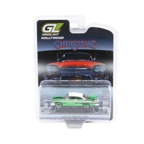 Coche en miniatura Plymouth Fury 1958 edición Green Chrome de la película Christine a escala 1/64 fabricado por Greenlight.