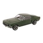Coche en miniatura Ford Mustang GT Fastback 1968 color verde de la película Bullitt a escala 1/12 fabricado por KK Scale.