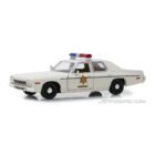 Coche en miniatura de policía Dodge Monaco 1977 color blanco del Sheriff de la serie The Dukes of Hazzard a escala 1/24 fabricado por Greenlight.