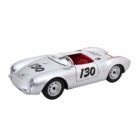 Coche en miniatura Porsche 550A Spyder 1956 color plata Little Bastard de James Dean a escala 1/12 fabricado por KK Scale con cubierta de copiloto.