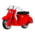 Moto en miniatura Scooter color rojo versión cómic de Deadpool a escala 1/64 fabricada por Hot Wheels.