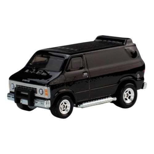 Furgoneta en miniatura Dodge Ram Van color negro de la película Old School a escala 1/64 fabricada por Hot Wheels.