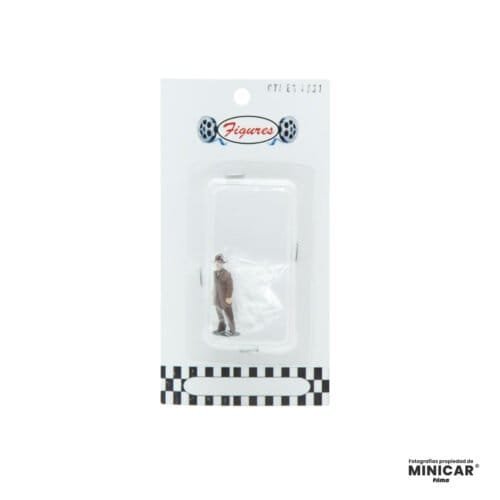 Figura en miniatura de Doc Emmett Brown vistiendo su abrigo guardapolvos y sombrero del Salvaje Oeste de la película Regreso al futuro III a escala 1/64 fabricada por Cartrix.